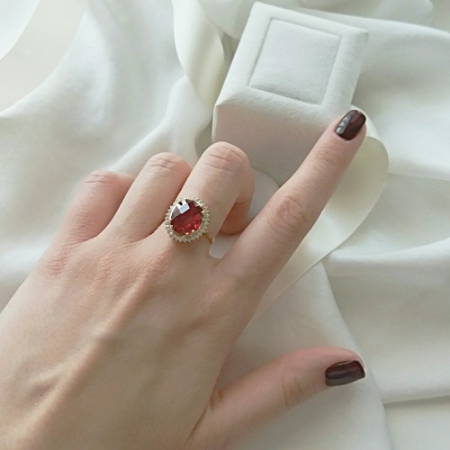 Χρυσό δαχτυλίδι ροζέτα Κ14 με ζιργκόν