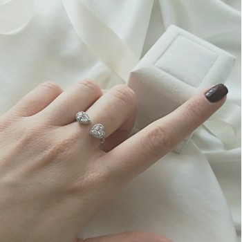 Λευκόχρυσο δαχτυλίδι "αντικρυστό" Κ14 με ζιργκόν