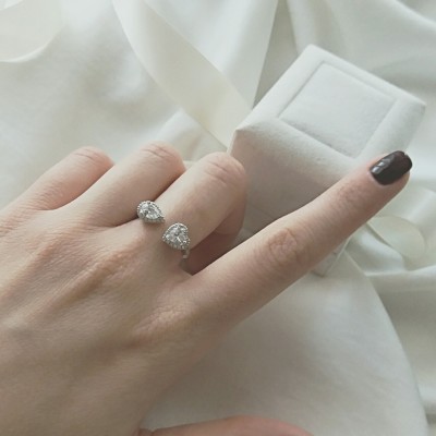 Λευκόχρυσο δαχτυλίδι "αντικρυστό" Κ14 με ζιργκόν