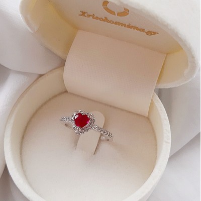 Λευκόχρυσο δαχτυλίδι καρδιά Κ14