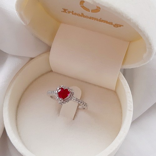 Λευκόχρυσο δαχτυλίδι καρδιά Κ14