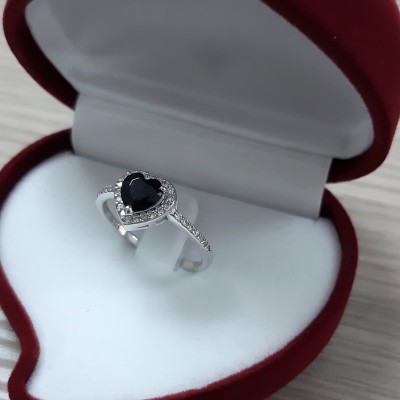 Λευκόχρυσο δαχτυλίδι καρδιά Κ14 με ζιργκόν