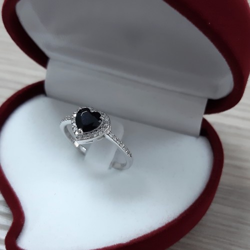 Λευκόχρυσο δαχτυλίδι καρδιά Κ14 με ζιργκόν