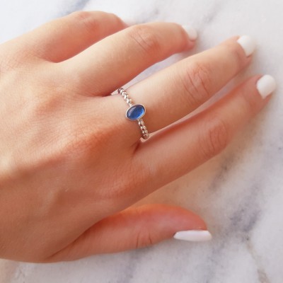 Ασημένιο δαχτυλίδι 925 με οβάλ κρύσταλλο