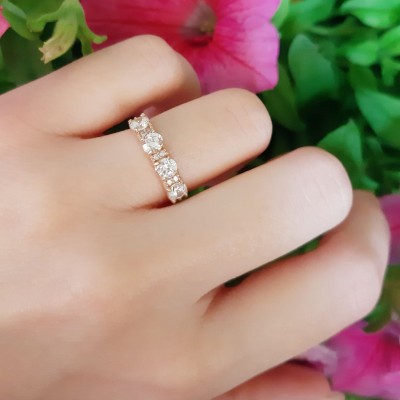 Σειρέ ροζ χρυσό δαχτυλίδι Κ14 με ζιργκόν