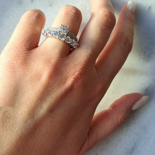 Ασημένιο σειρέ δαχτυλίδι 925 με Swarovski ζιργκόν