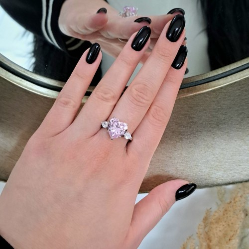 Ασημένιο δαχτυλίδι καρδιά 925 με ζιργκόν