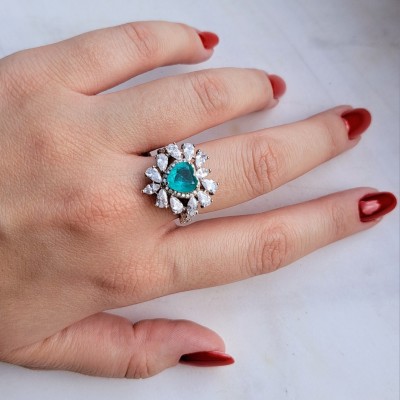 Ασημένιο δαχτυλίδι καρδιά 925 με ζιργκόν