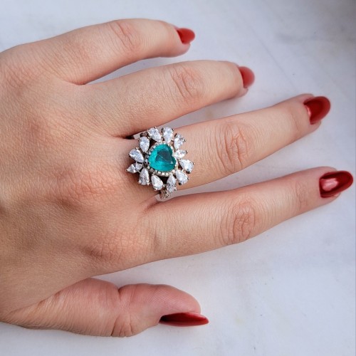 Ασημένιο δαχτυλίδι καρδιά 925 με ζιργκόν