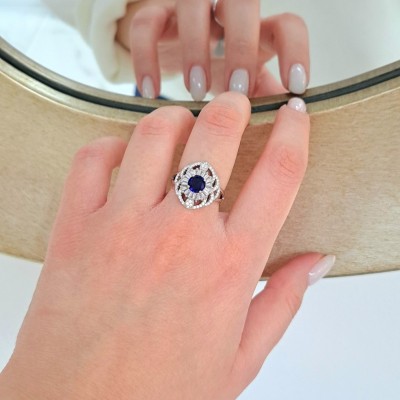 Ασημένιο δαχτυλίδι ροζέτα 925 με ζιργκόν