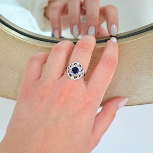 Ασημένιο δαχτυλίδι ροζέτα 925 με ζιργκόν