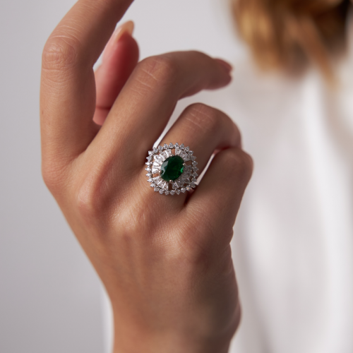 Ασημένιο δαχτυλίδι ροζέτα 925 με ζιργκόν