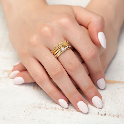 Χρυσό δαχτυλίδι κορώνα Κ14 με μονόπετρο
