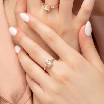 Δαχτυλίδι ροζέτα από ροζ χρυσό Κ14