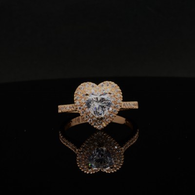 Ροζ χρυσό δαχτυλίδι καρδιά Κ14 με ζιργκόν