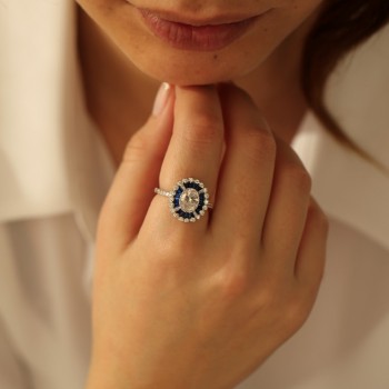 Ασημένιο δαχτυλίδι οβάλ ροζέτα 925 με ζιργκόν