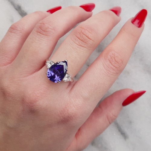 Ασημένιο δαχτυλίδι σταγόνα 925 με ζιργκόν