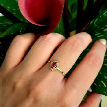 Χρυσό δαχτυλίδι ροζέτα Κ14 με ζιργκόν