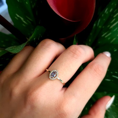 Χρυσό δαχτυλίδι ροζέτα Κ14 με ζιργκόν