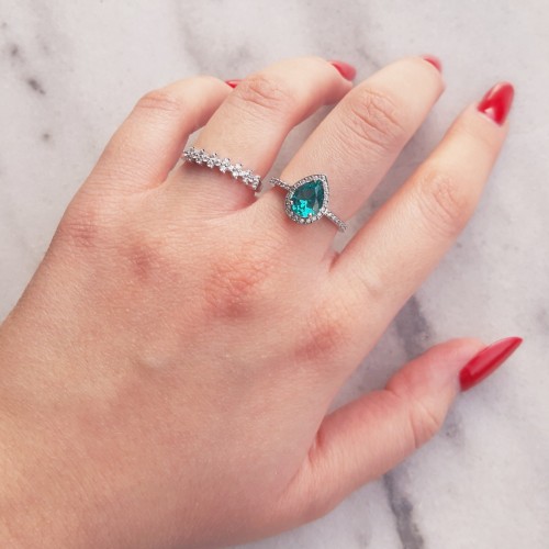 Λευκόχρυσο δαχτυλίδι Κ14 με ζιργκόν