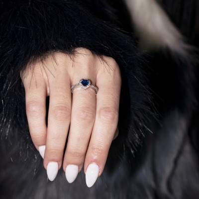 Λευκόχρυσο δαχτυλίδι καρδιά Κ14 με ζιργκόν