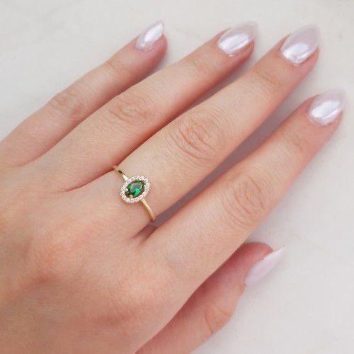 Χρυσό δαχτυλίδι ροζέτα Κ14 με ζιργκόν