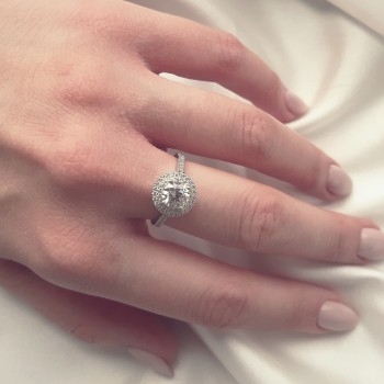 Λευκόχρυσο δαχτυλίδι ροζέτα Κ14 με ζιργκόν