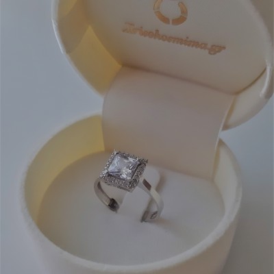 Λευκόχρυσο δαχτυλίδι Κ14 με ζιργκόν