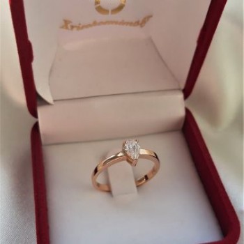 Ροζ χρυσό δαχτυλίδι σταγόνα Κ14 