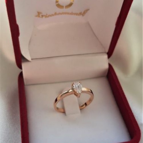 Ροζ χρυσό δαχτυλίδι σταγόνα Κ14 