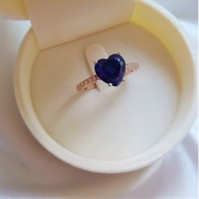 Ροζ χρυσό δαχτυλίδι "καρδιά" Κ14 με ζιργκόν