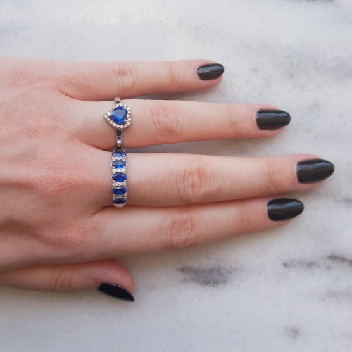 Λευκόχρυσο δαχτυλίδι καρδιά Κ14 με ζιργκόν