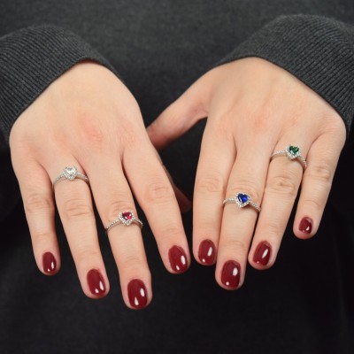 Λευκόχρυσο δαχτυλίδι καρδιά Κ14 με ζιργκόν