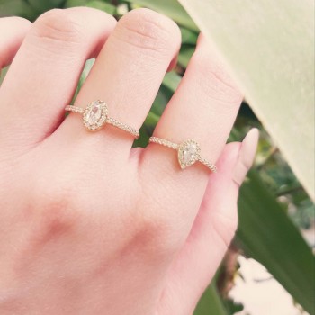 Χρυσό δαχτυλίδι ροζέτα Κ14 με ζιργκόν