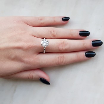 Ασημένιο μονόπετρο δαχτυλίδι 925