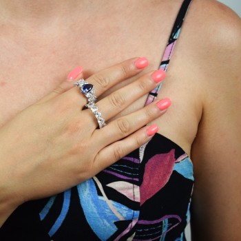 Ασημένιο ολόβερο δαχτυλίδι καρδιές 925