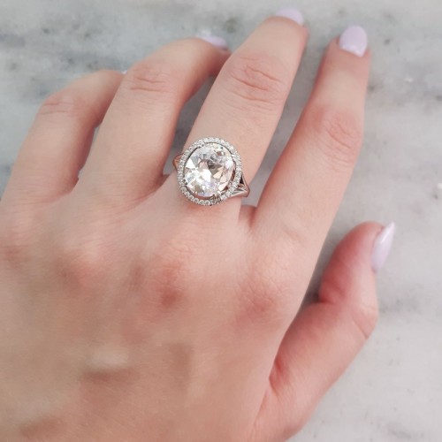 Λευκόχρυσο δαχτυλίδι ροζέτα Κ14 με ζιργκόν