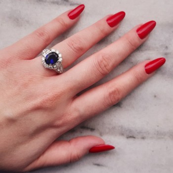 Ασημένιο δαχτυλίδι οβάλ ροζέτα 925 με ζιργκόν