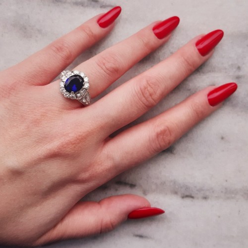 Ασημένιο δαχτυλίδι οβάλ ροζέτα 925 με ζιργκόν