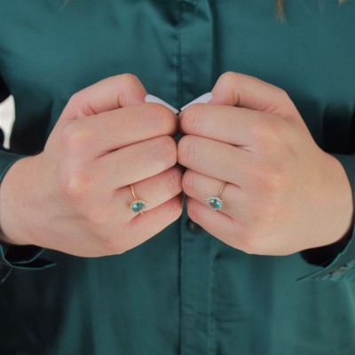 Χρυσό δαχτυλίδι σταγόνα paraiba Κ14