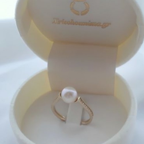 Χρυσό δαχτυλίδι Κ14 με μαργαριτάρι