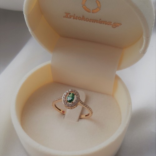 Χρυσό δαχτυλίδι ροζέτα Κ14 με ζιργκόν