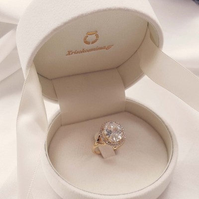 Χρυσό δαχτυλίδι ροζέτα Κ14 με ζιργκόν