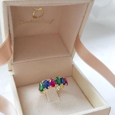 Χρυσό σειρέ δαχτυλίδι multi colour Κ14