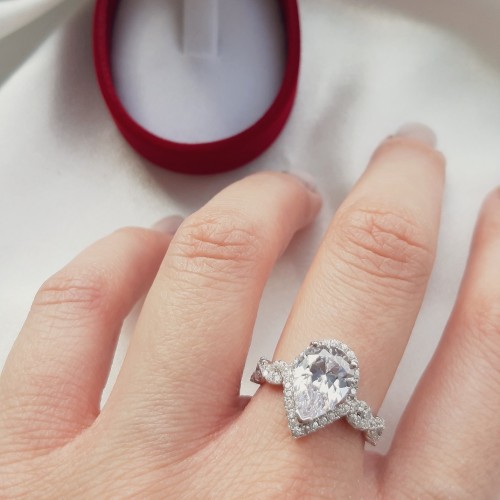 Ασημένιο δαχτυλίδι σταγόνα 925