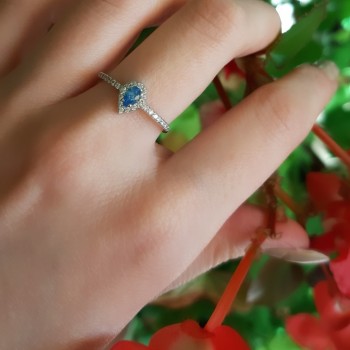 Λευκόχρυσο δαχτυλίδι σταγόνα Κ14 με ζιργκόν