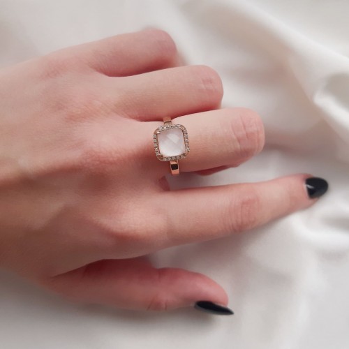 Ασημένιο δαχτυλίδι 925 σε ροζ χρώμα