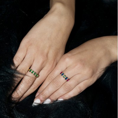 Χρυσό δαχτυλίδι σειρέ multi colour Κ14