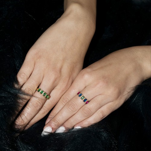 Χρυσό δαχτυλίδι σειρέ multi colour Κ14