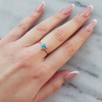 Χρυσό δαχτυλίδι καρδιά Κ14 με ζιργκόν